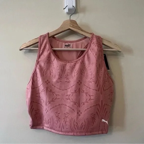 PUMA Medium Studio Printed Cropped Women's Training Tank Bra Top - Picture 2 of 8